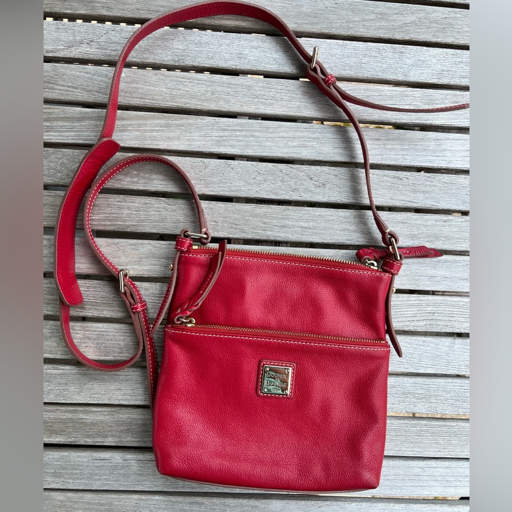 Dooney & BourkeYB725 Red Pebble Leather Letter Carrier.  Minimal use